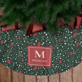 Cozy Classic Floral Christmas Pattern Monogram Polyester Weihnachtsbaumdecke