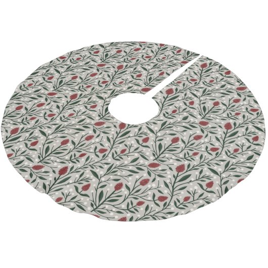 Cozy Classic Rustic Floral Christmas Pattern Polyester Weihnachtsbaumdecke (Schrägansicht)