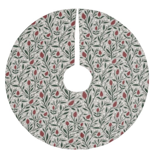 Cozy Classic Rustic Floral Christmas Pattern Polyester Weihnachtsbaumdecke (Vorderseite)