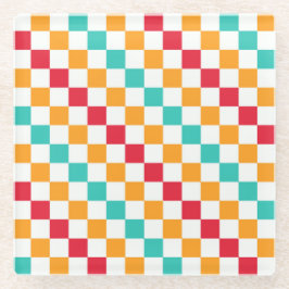 Cozy classroom diagonal checkerboard pattern glasuntersetzer