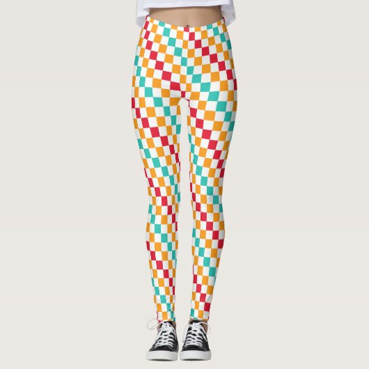 Cozy classroom diagonal checkerboard pattern leggings (Vorderseite)