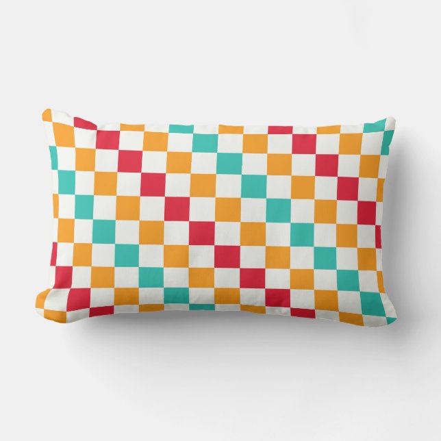 Cozy classroom diagonal checkerboard pattern lendenkissen (Vorderseite)