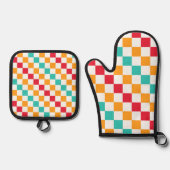 Cozy classroom diagonal checkerboard pattern ofenhandschuh & Topflappen-Set (Vorderseite)