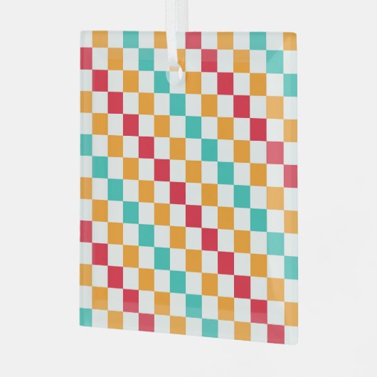 Cozy classroom diagonal checkerboard pattern ornament aus glas (Vorderseite links)