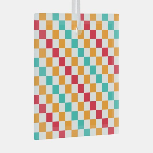 Cozy classroom diagonal checkerboard pattern ornament aus glas (Vorderseite Rechts)
