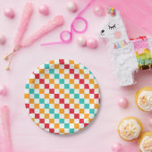 Cozy classroom diagonal checkerboard pattern pappteller (Party)