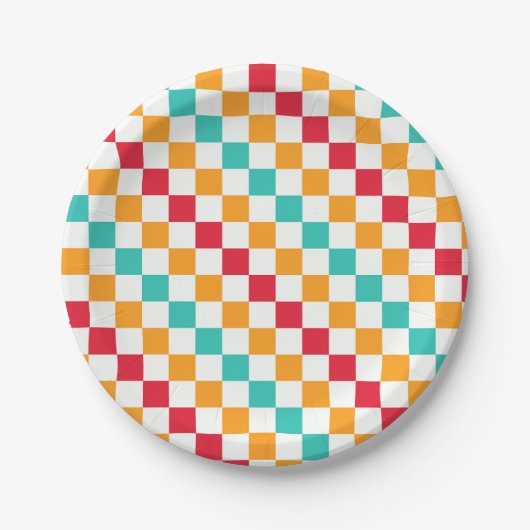 Cozy classroom diagonal checkerboard pattern pappteller (Vorderseite)