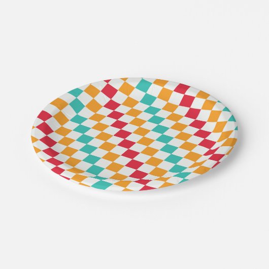 Cozy classroom diagonal checkerboard pattern pappteller (Schrägansicht)