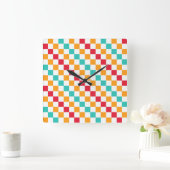 Cozy classroom diagonal checkerboard pattern quadratische wanduhr (Zuhause)