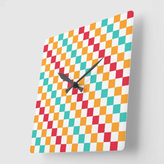 Cozy classroom diagonal checkerboard pattern quadratische wanduhr (Winkel)