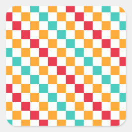 Cozy classroom diagonal checkerboard pattern quadratischer aufkleber