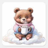Cozy Cloud Bear Quadratischer Aufkleber (Vorderseite)