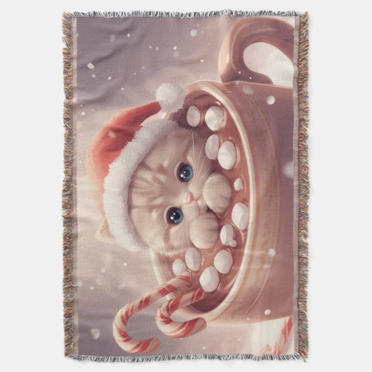 “Cozy Cocoa Kitty" Cute Christmas Cat  Decke (Vorderseite Vertikal)