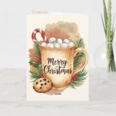Cozy cocoa merry Christmas cookie holly festive Karte (Rückseite)