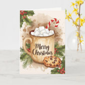 Cozy cocoa merry Christmas cookie holly festive Karte (Gelbe Blume)