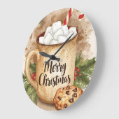 Cozy cocoa merry christmas holly cookie festive große wanduhr (Winkel)