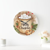 Cozy cocoa merry christmas holly cookie festive große wanduhr (Zuhause)