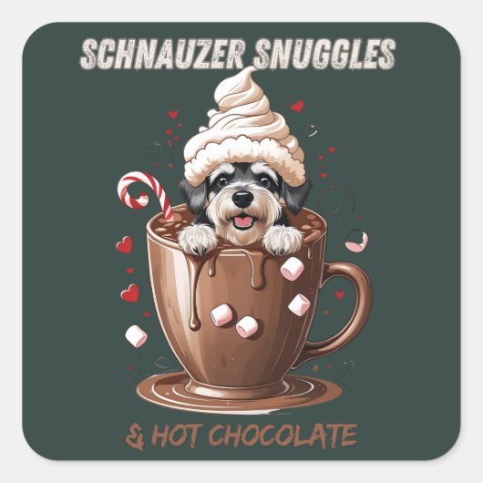 Cozy Cocoa & Schnauzer Stickers – Winter Party Edi (Vorderseite)
