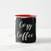 Cozy Coffee Aesthetic Script Two-Tone Ceramic Mug Zweifarbige Tasse (Mittel)