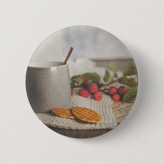 Cozy Coffee and Biscuits Morning Aesthetic Button (Vorderseite)