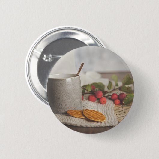 Cozy Coffee and Biscuits Morning Aesthetic Button (Vorne & Hinten)