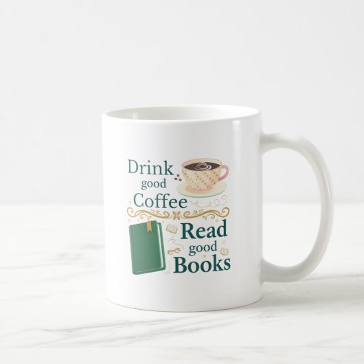 Cozy Coffee & Book Lover Vintage Quote Design Kaffeetasse (Rechts)