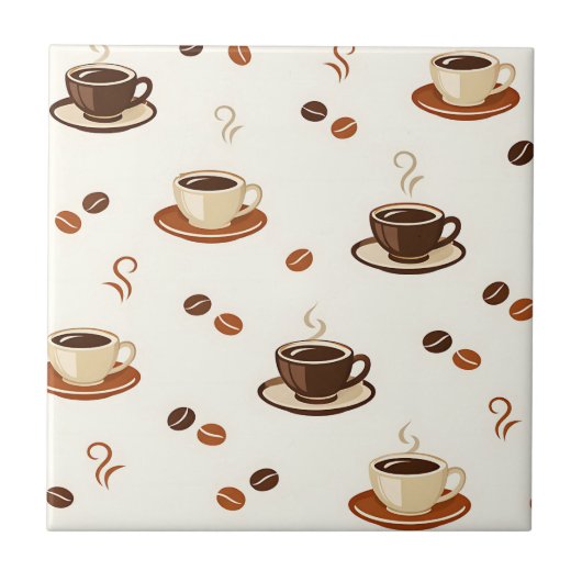Cozy Coffee Cups Seamless Pattern Fliese (Vorderseite)