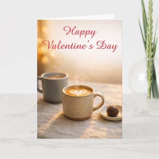 Cozy Coffee Valentine’s Day Latte Heart Karte (Vorderseite)