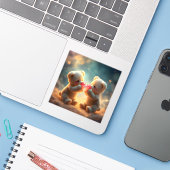 Cozy Companions - Square Vinyl Sticker (Laptop mit iPhone)