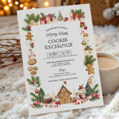 Cozy Cookie Exchange with Gingerbread House Einladung