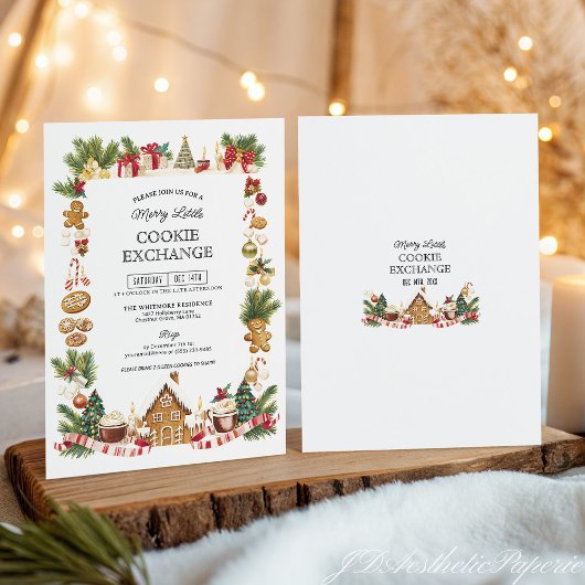 Cozy Cookie Exchange with Gingerbread House Einladung