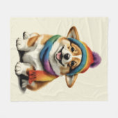 Cozy Corgi Fleecedecke (Vorderseite (Horizontal))