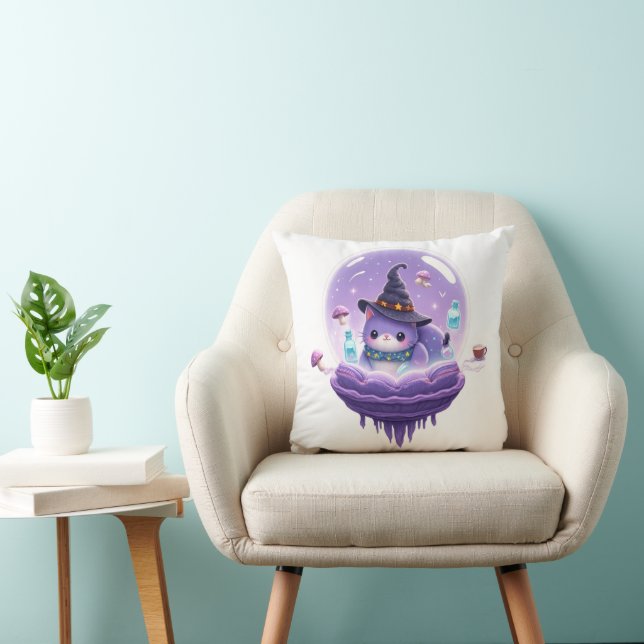 Cozy Cosmic Witch Cat Galaxy Throw Pillow Kissen (Stuhl )
