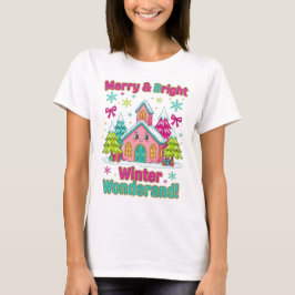 "Cozy Cottage Christmas Scene" T-Shirt