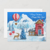 Cozy Cottage In Winter Wonderland Postkarte (Vorne/Hinten)