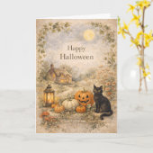 Cozy Cottage Vintage Halloween Karte (Gelbe Blume)