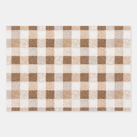 Cozy Cream Cocoa Brown Stripes Bows Christmas Geschenkpapier Set (Vorderseite 3)