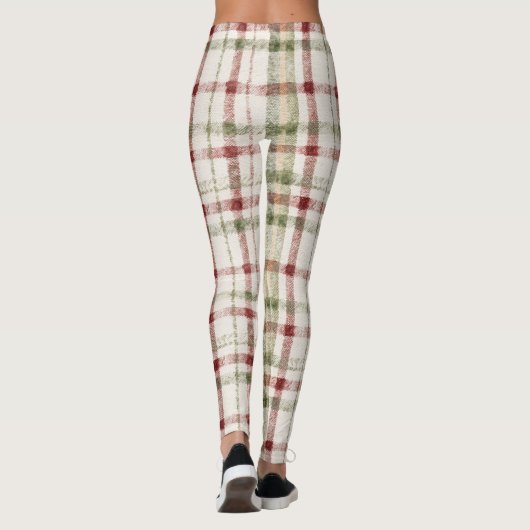 Cozy Cream Green Red Stripes Leggings (Rückseite)