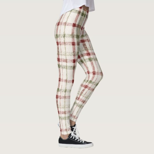 Cozy Cream Green Red Stripes Leggings (Rechts)
