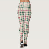 Cozy Cream Tartan Plaid Pink & Green Checks Leggings (Rückseite)