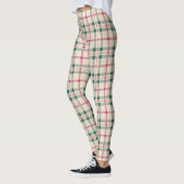 Cozy Cream Tartan Plaid Pink & Green Checks Leggings (Links)