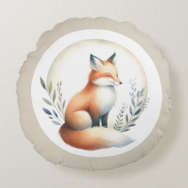 Cozy Critter - Fox Illustration Rundes Kissen