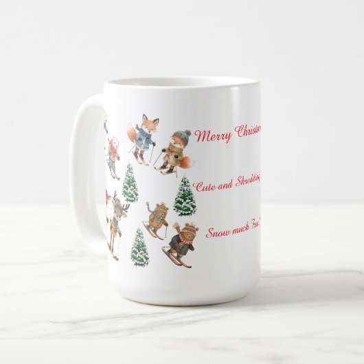 Cozy Critters Skiing Mug Kaffeetasse (Vorderseite Links)