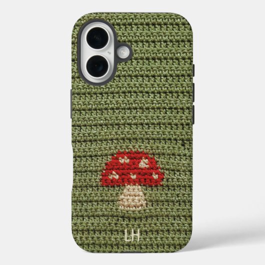 Cozy Crochet Mushroom Yarn Custom Name Initials Case-Mate iPhone Hülle (Rückseite)