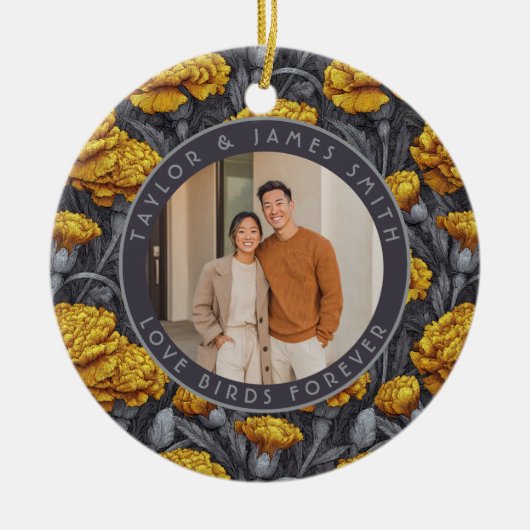Cozy Custom Carnation Aesthetic Spring Wedding Keramik Ornament (Vorne)