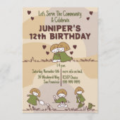 Cozy Cute Community Service Tween Birthday Einladung (Vorderseite)