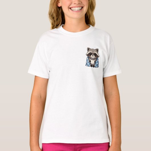 Cozy Cute Raccoon Wrapped in Polka Dot Blanket T-Shirt (Vorderseite)