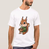 Cozy Cute Squirrel Wearing Green Knitted Sweater T-Shirt (Vorderseite)