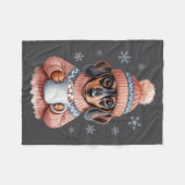 Cozy Dachshund Dog With Hot Cocoa Holiday Winter S Fleecedecke (Vorderseite (Horizontal))