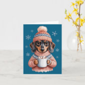Cozy Dachshund Dog With Hot Cocoa Holiday Winter S Karte (Gelbe Blume)